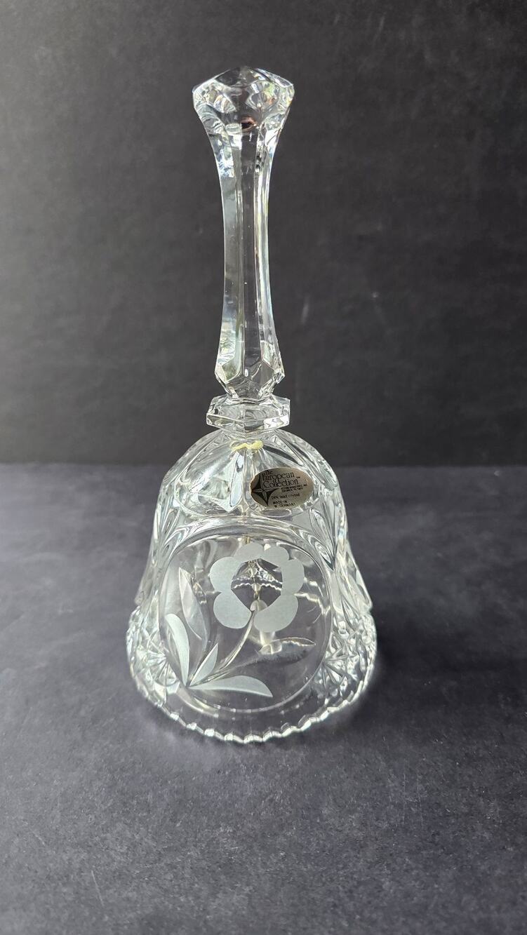 Vintage European Collection Lead Crystal Bell Clear Etched Floral W Germany